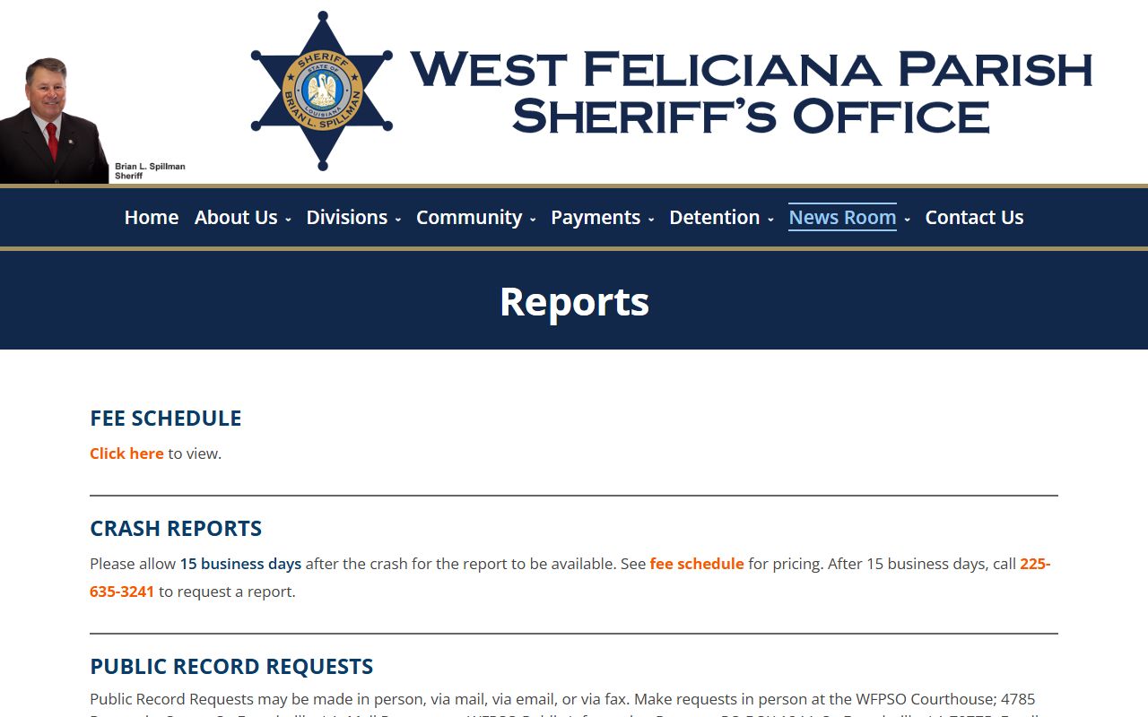 West Feliciana Parish arrest records sheriff reports request