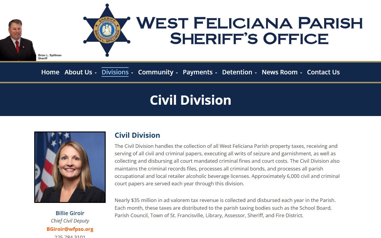 West Feliciana Parish arrest records sheriff civil division criminal records