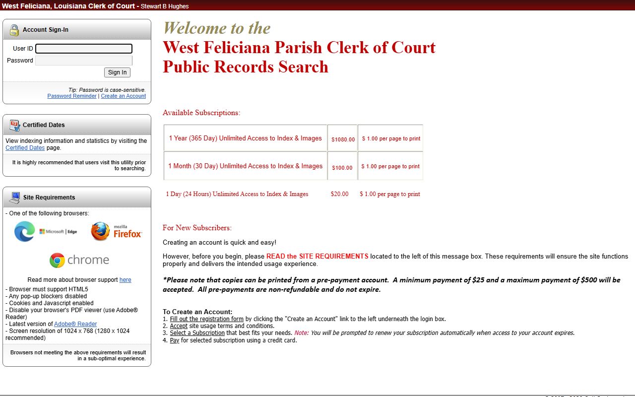 West Feliciana Parish court records Cott eSearch login