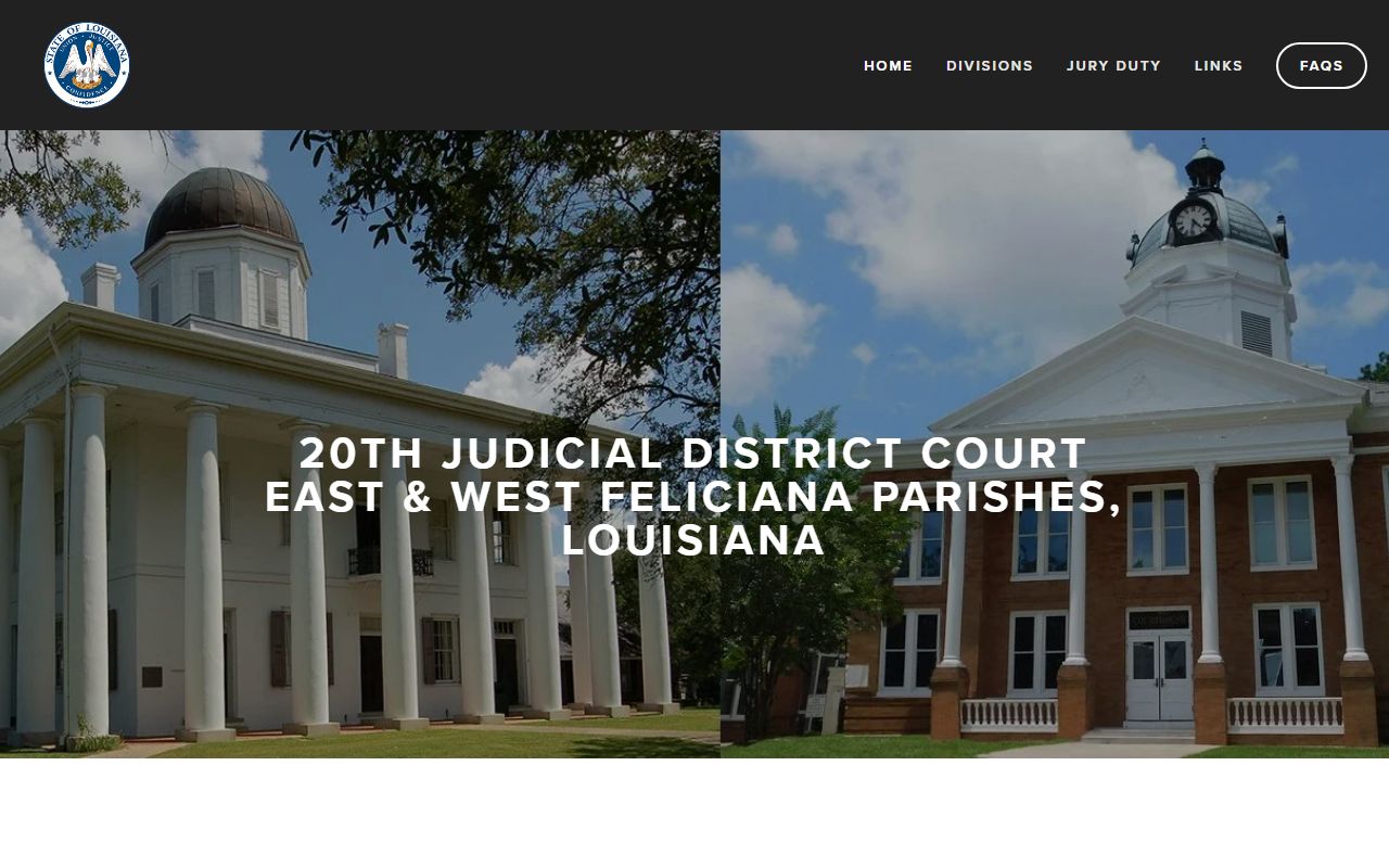 West Feliciana Parish Court records 20th Judicial District Court homepage