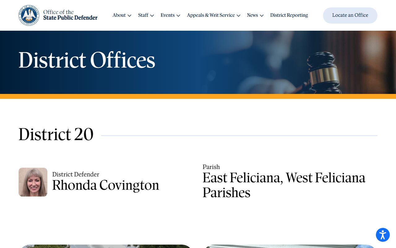 West Feliciana Parish Court records District 20 public defender page
