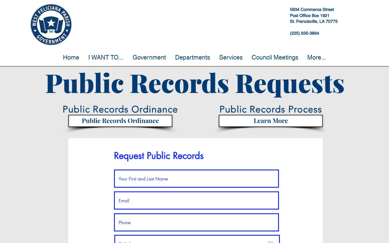 West Feliciana Parish Court records parish public records request