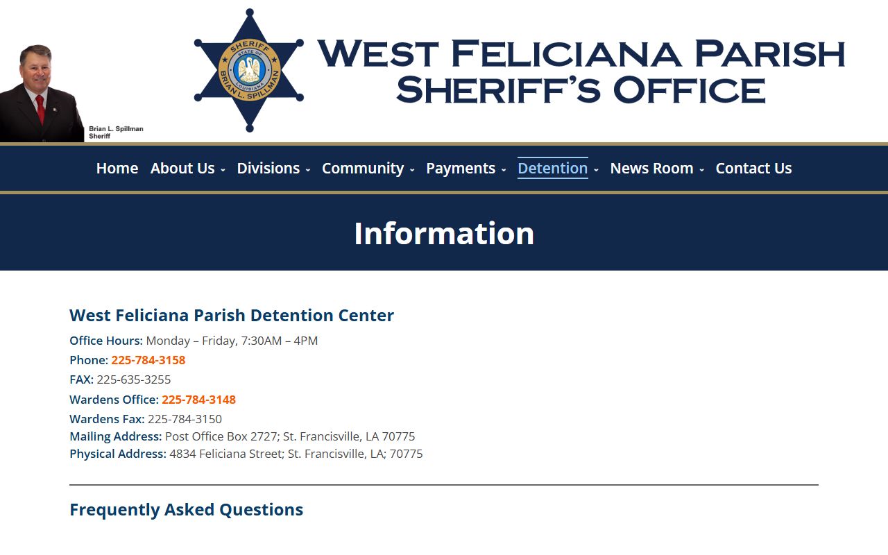 West Feliciana Parish inmate records detention information