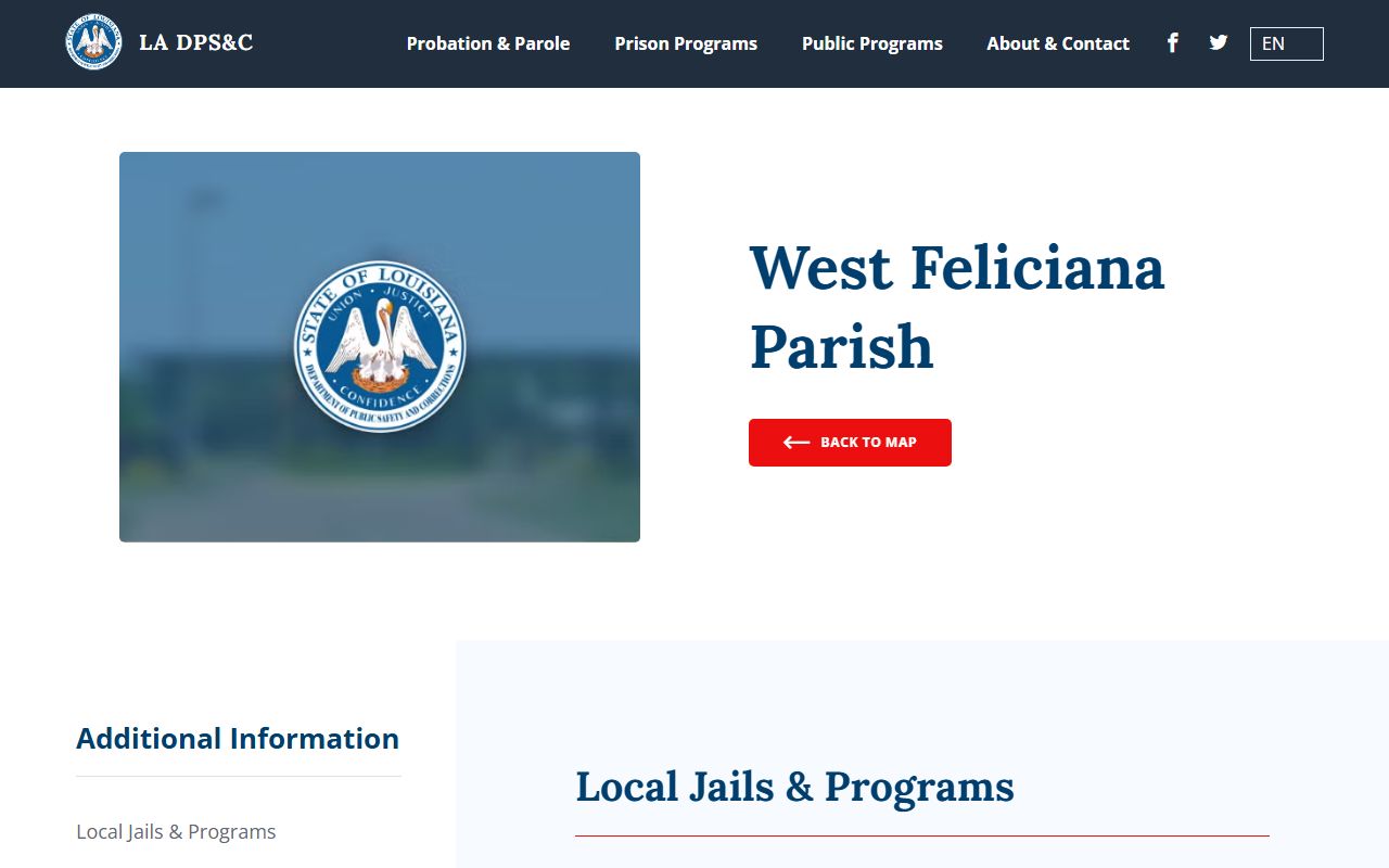 West Feliciana Parish inmate records DOC location listing