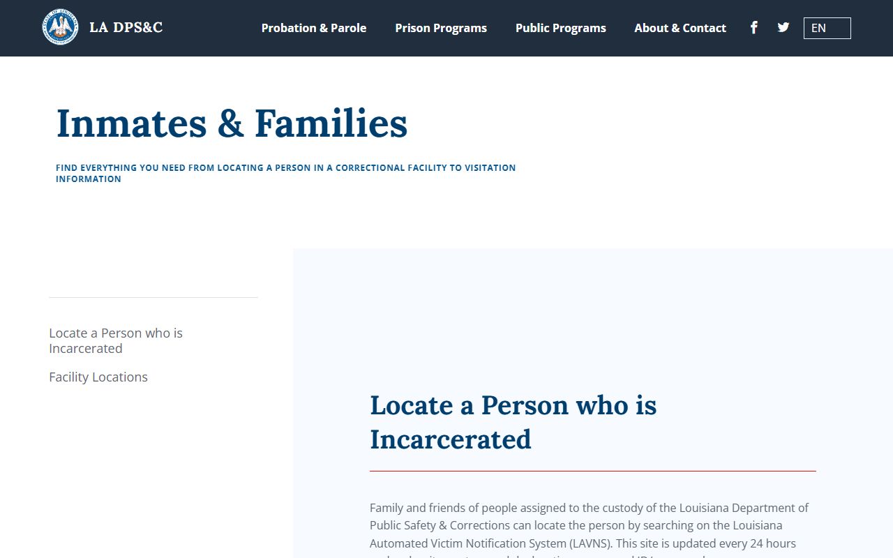 West Feliciana Parish inmate records Louisiana DOC offender information