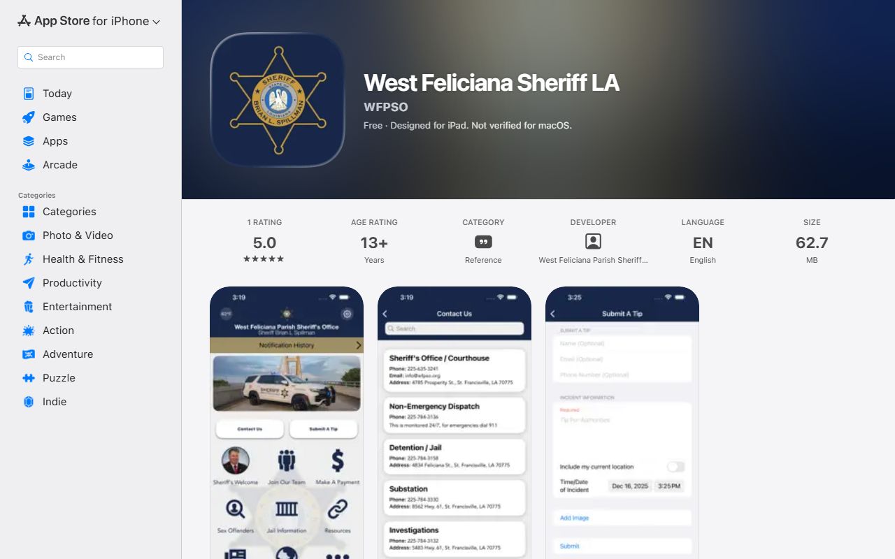 West Feliciana Parish traffic court records sheriff Apple app