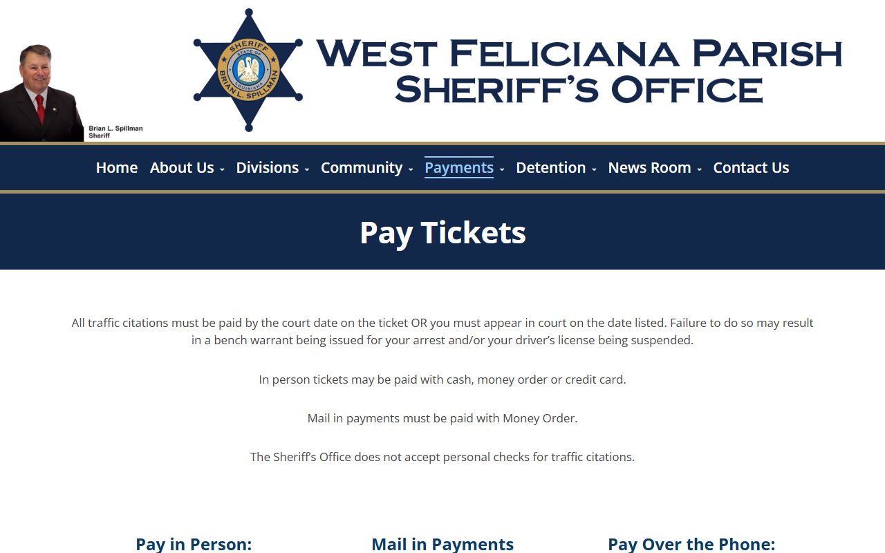West Feliciana Parish warrant records sheriff ticket payment warning